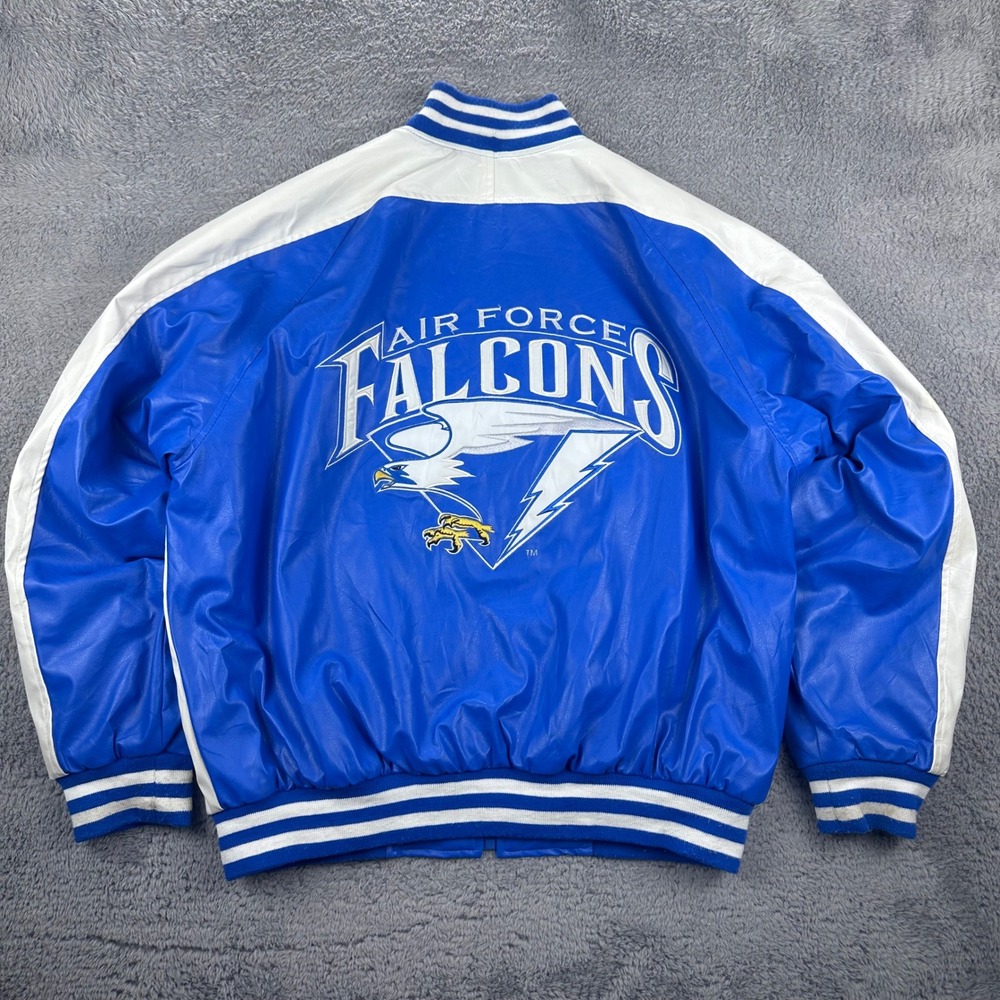 Steve & Barrys Air Force Falcons Varsity Jacket Mens M Blue‎ Faux Leather Bomber - Picture 8 of 12